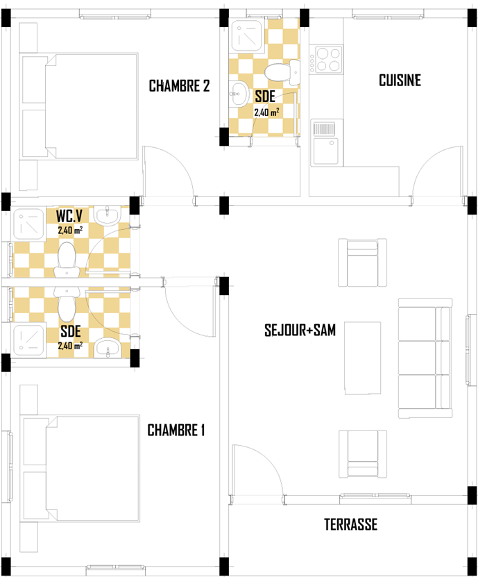 Plan 3 pièces